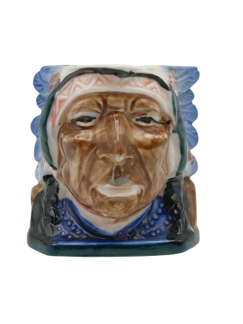 Native American Indian Chief Toby Jug Mini Ceramic Mug 3 In Occupied Japan